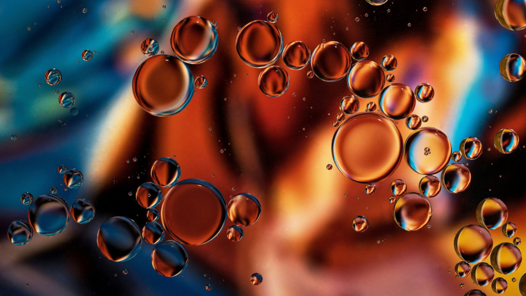 a close up of a bunch of water bubbles