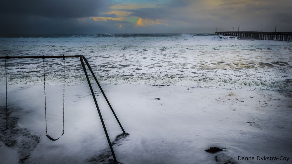 Swing set in ocean