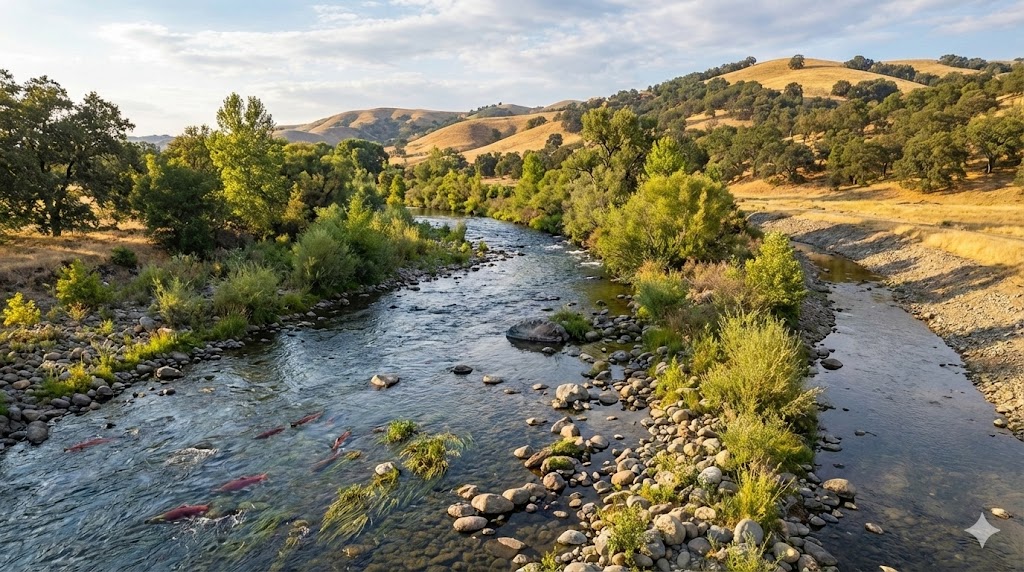 river with salmon